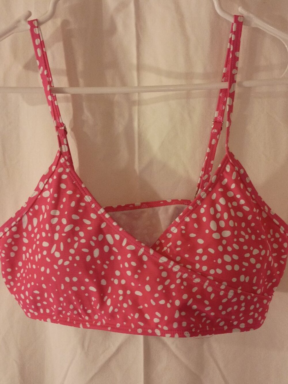 SHEIN Women's Size Large Pink with white Polka Dots Bikini Top ONLY